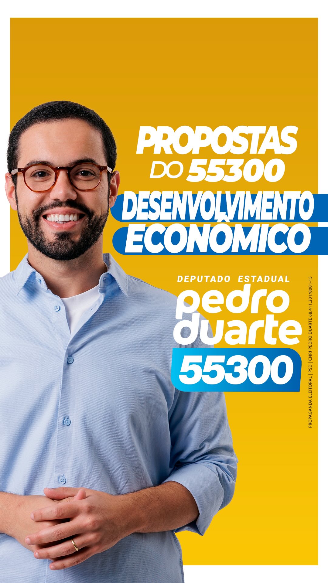 📈 Agora é a vez de falarmos de DESENVOLVIMENTO ECONÔMICO, o terceiro eixo da nossa série de propostas para o estado do RJ.

Entre as propostas estão:

💰 Votar contra aumentos de impostos e de burocracia, evitando criar mais obstáculos para quem trabalha e produz;

👷 Facilitar a vida do trabalhador e do empreendedor, com capacitação profissional, incentivo e infraestrutura adequada para a distribuição de mercadorias;

📊 Criar um painel simples e acessível das contas do Estado, para qualquer cidadão acompanhar quanto o governo arrecada, como gasta e qual é o tamanho da dívida.

📲 Compartilhe para que mais gente conheça e possa discutir as propostas para o desenvolvimento do Rio de Janeiro!

Pedro Duarte 55300 | Deputado Estadual
